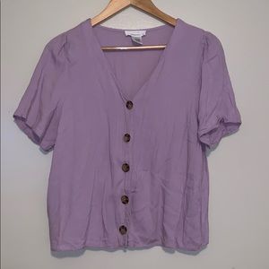Lavender large button blouse
